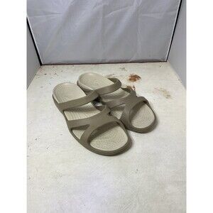 Crocs Womens tan brown Rubber Sandals Slip On Wedge Slides Shoes Sz 10